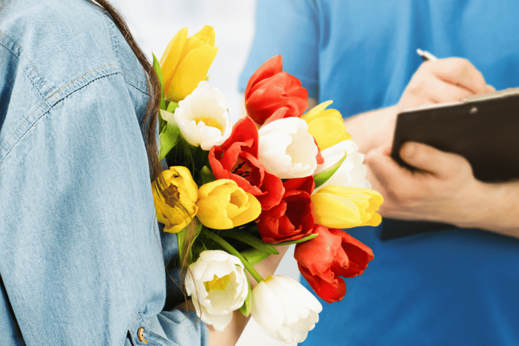 Livraison d'un bouquer de fleurs